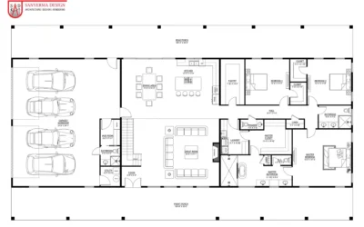 6 bedroom barndominium house plans with Garage