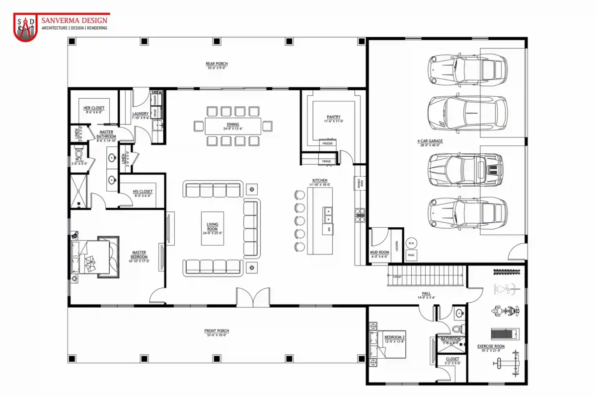 2 story 5 bedroom barndominium floor plans