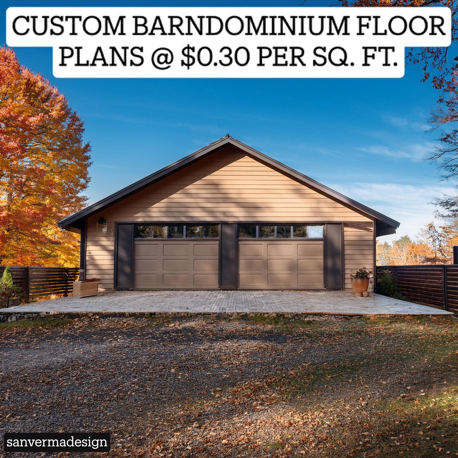 30x35 Barndominium with garage