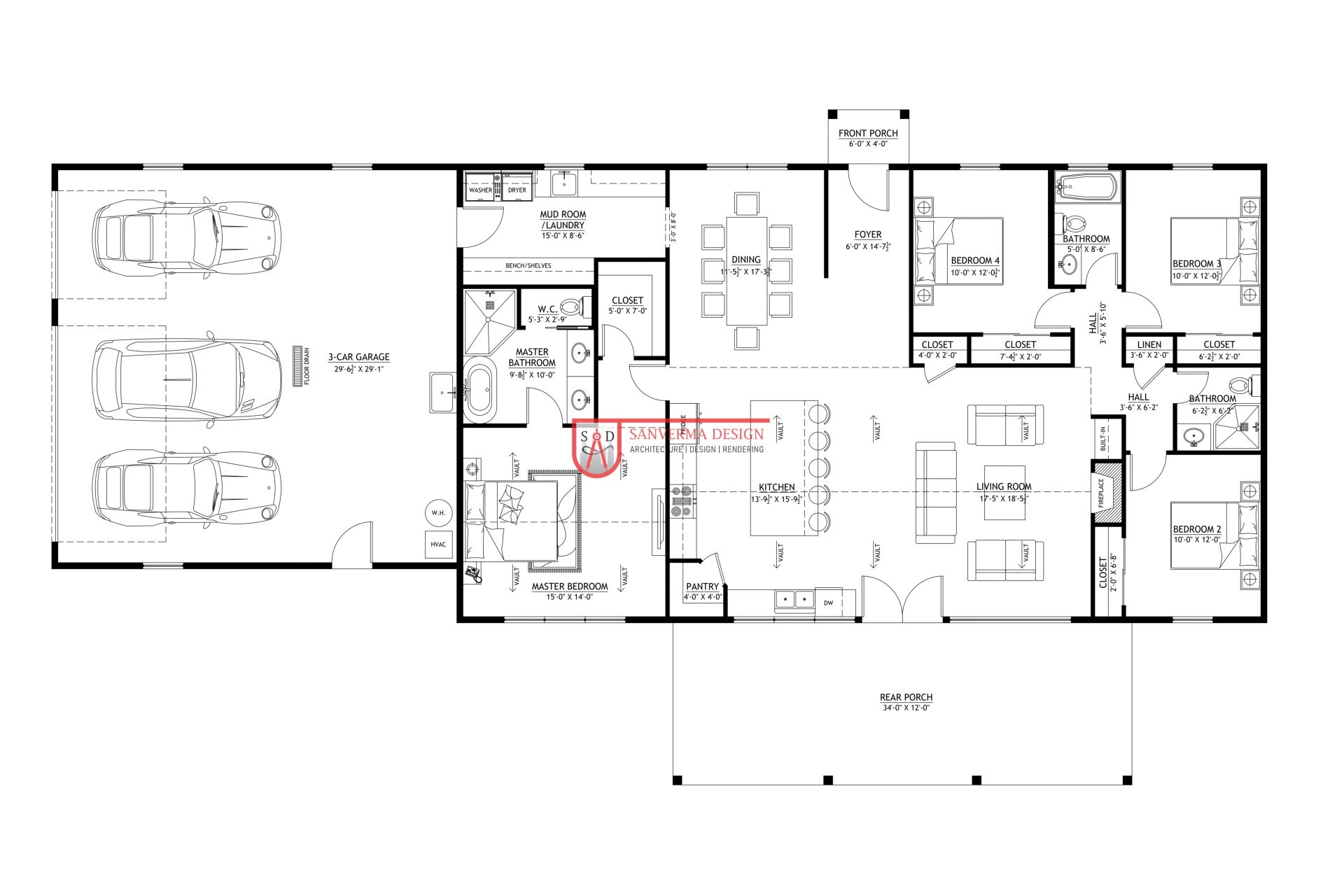 4 bedroom 3 car garage barndominium