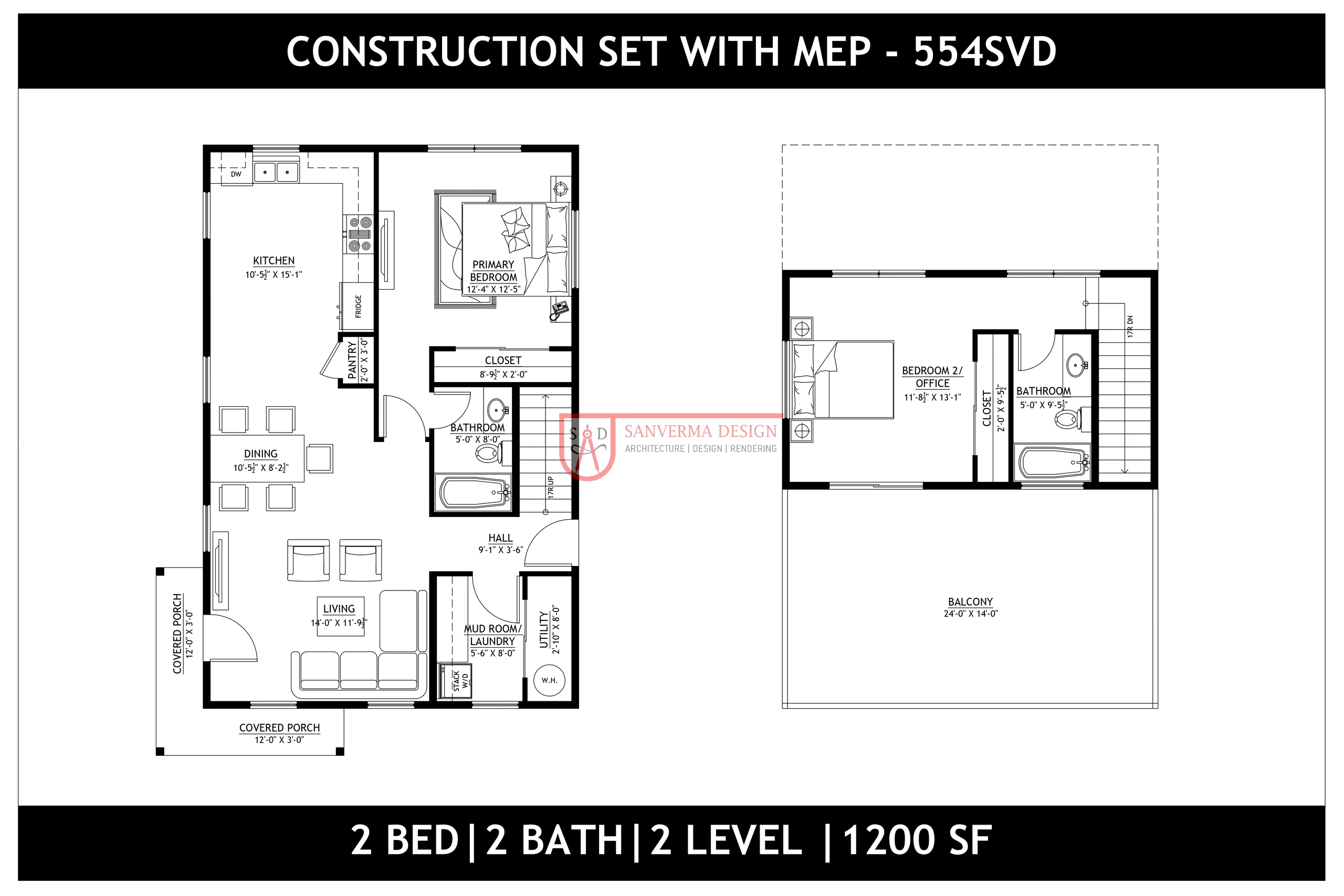 2 Bed 2 Bath 1200 Sq Ft Barndominium Floor Plan