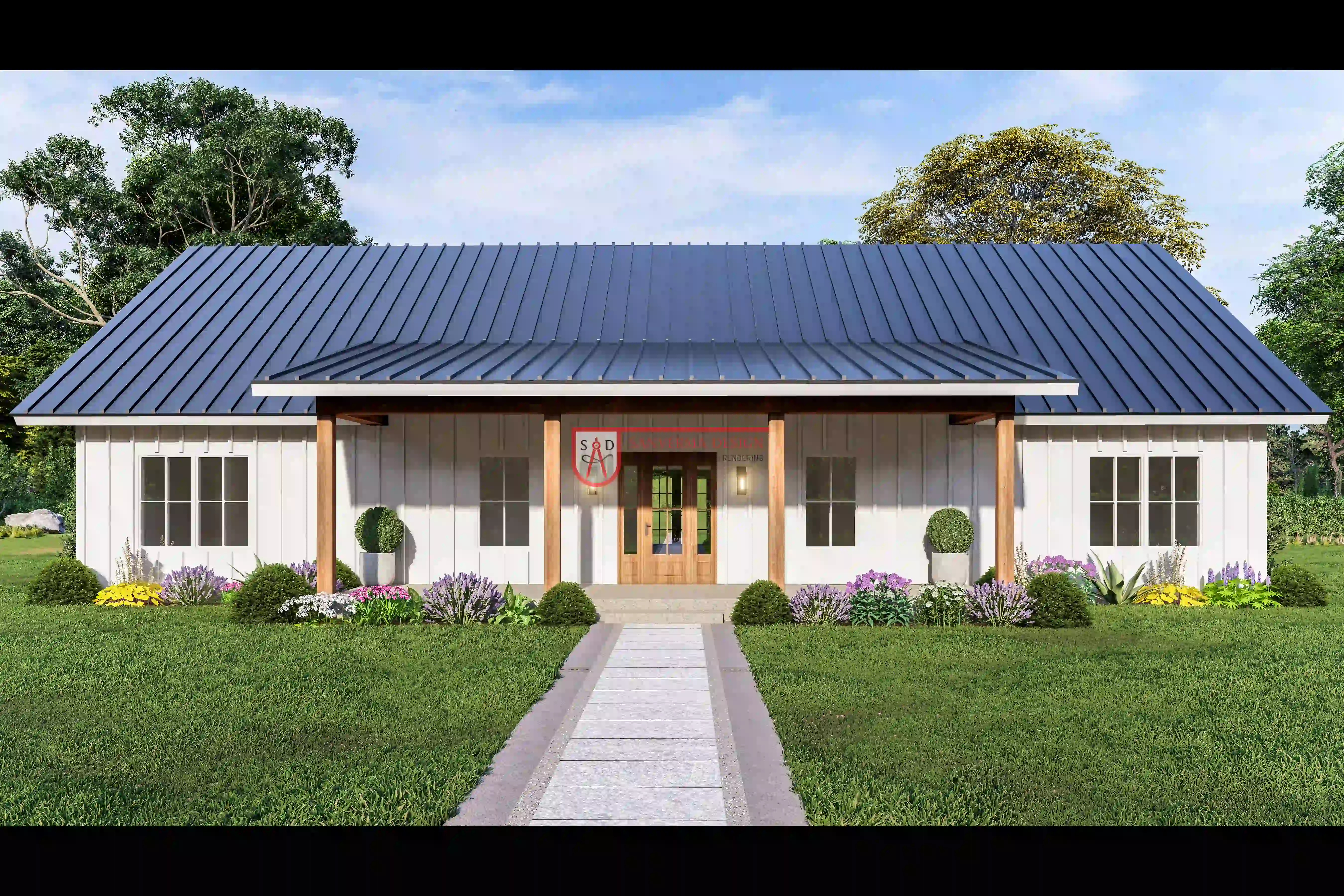291SVD-V1-front_WM_result 4 bed 3 bath with no garage barndominium house plan